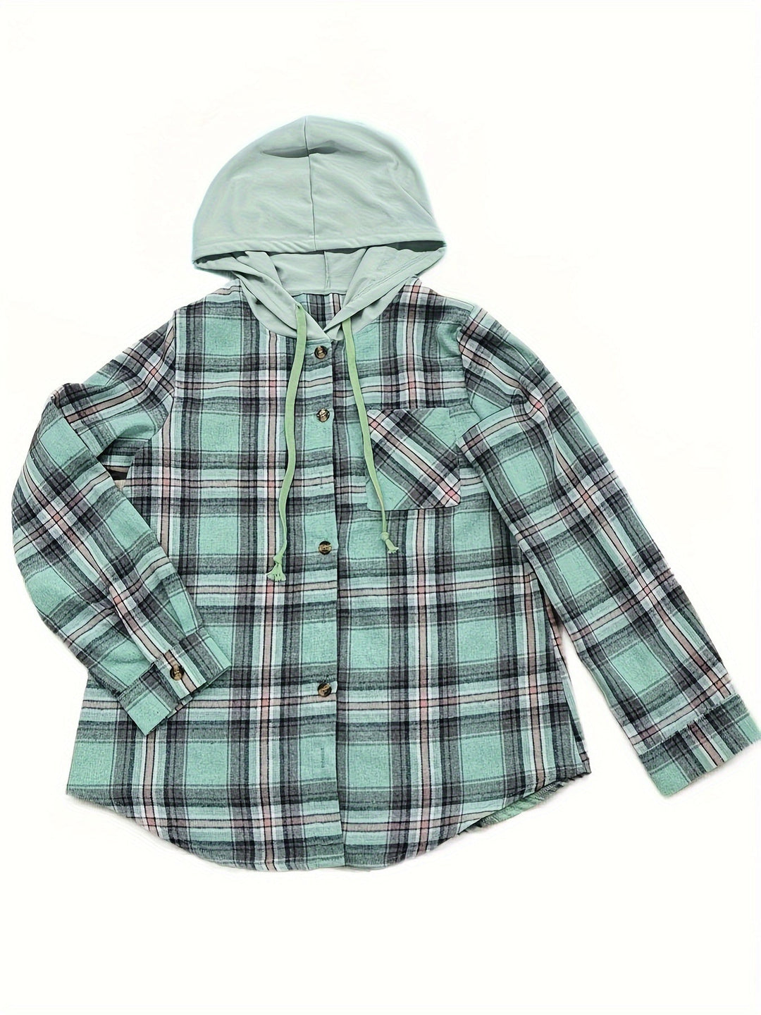 Heidi-Mode | Karierte Jacke mit Kapuze Baumwolle und Polyester Leger und Komfortabel