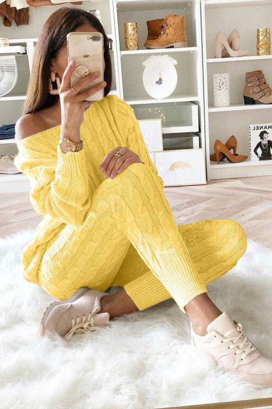 Heidi-Mode | Elevated Comfort Kabelpullover und Slim Fit Hosen Set