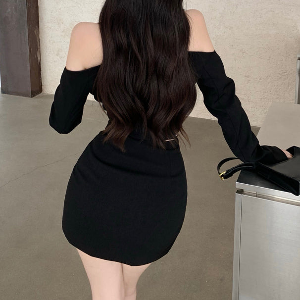 Heidi-Mode | Off Shoulder Dekonstruiertes Blazer Rock Satz