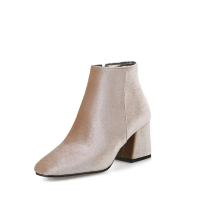Heidi-Mode | Elegante Stiefeletten mit Quadratzehen und Hohem Absatz Damen Stiefeletten