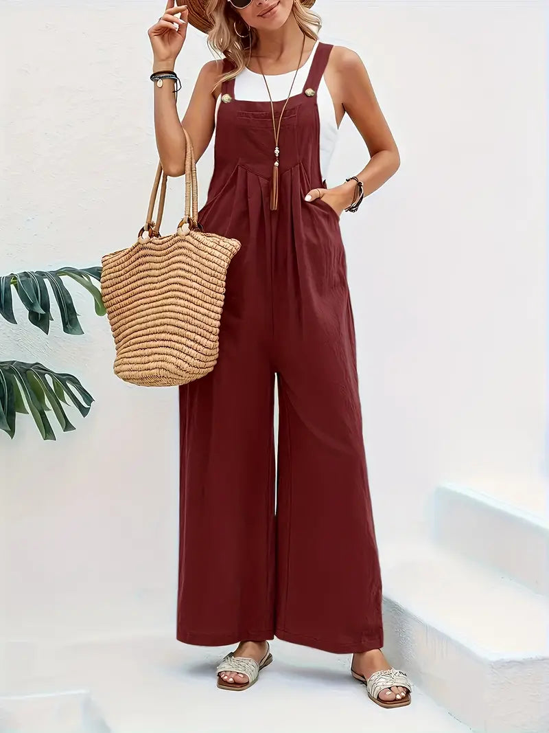 Heidi-Mode Lässiger Knopf-Overall Jumpsuit