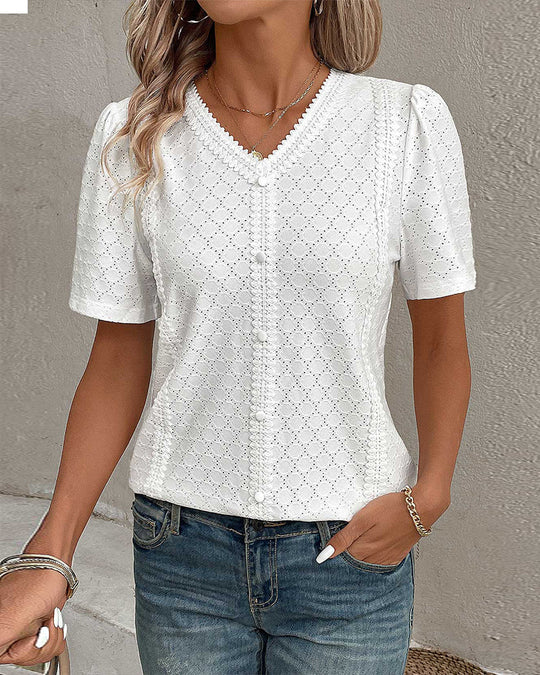 Heidi-Mode | Weiße kurzärmelige Bluse
