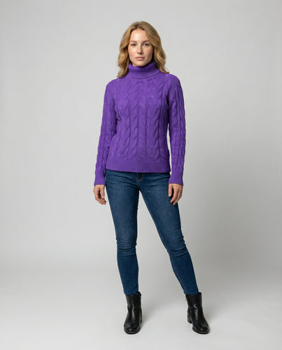 Zopfmuster Rollkragenpullover Damen | Heidi-Mode