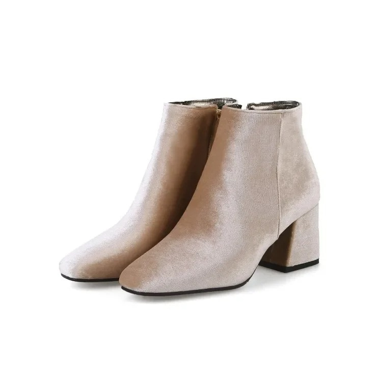 Heidi-Mode | Elegante Stiefeletten mit Quadratzehen und Hohem Absatz Damen Stiefeletten