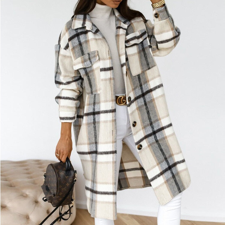 Heidi-Mode | Bequeme Lange Wollene Damenjacke