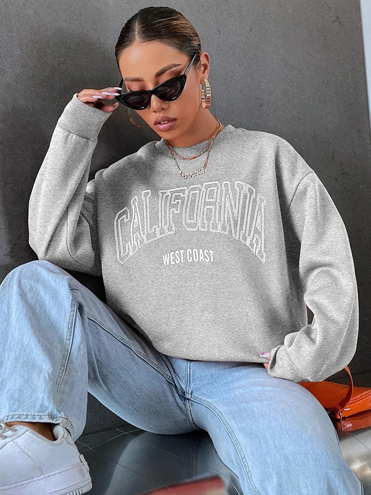 Heidi-Mode - Streetwear Herbst Kalifornien Westküste Oversized Sweatshirt für Frauen