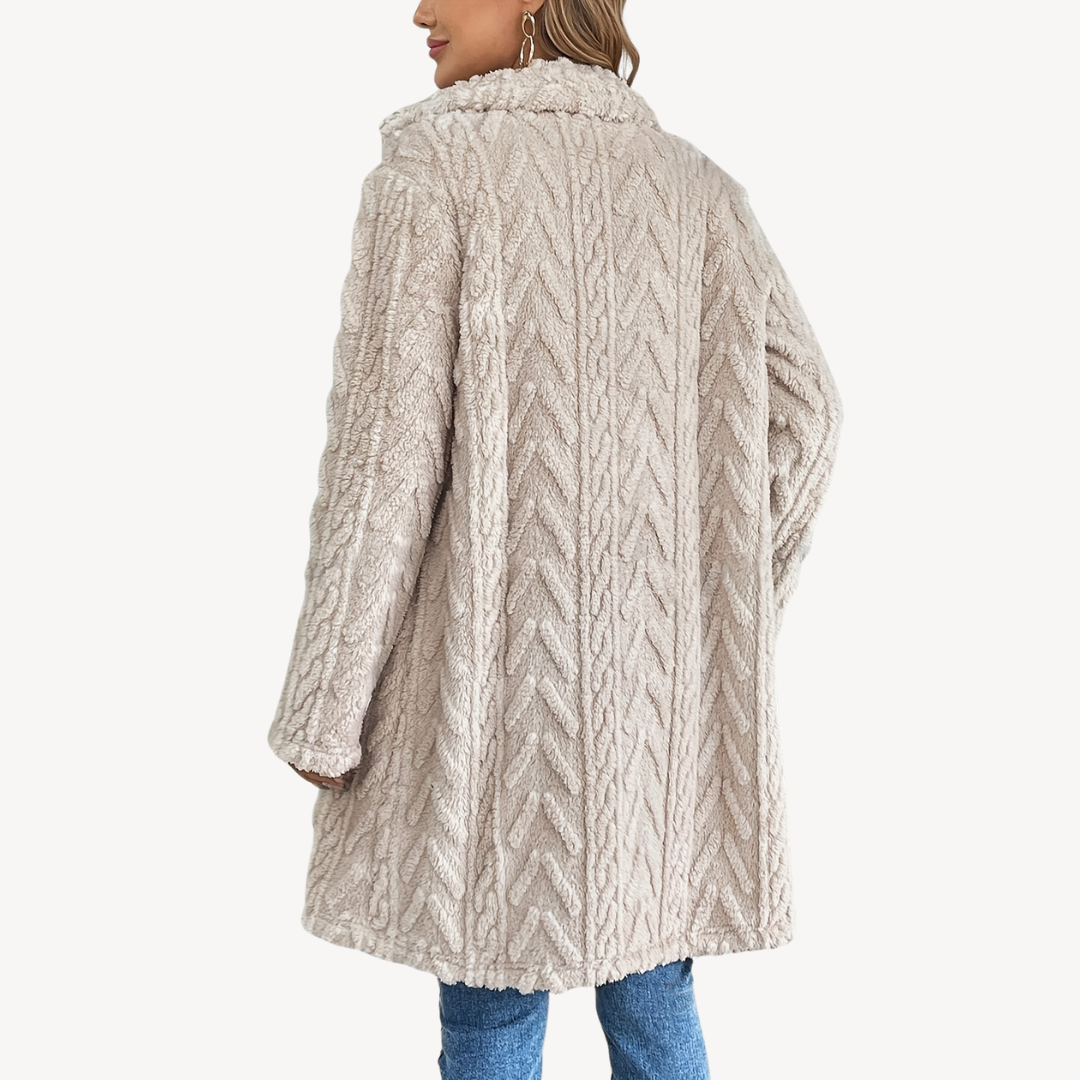 Heidi-Mode | Doppelreihiger Fuzzy-Mantel für Frauen