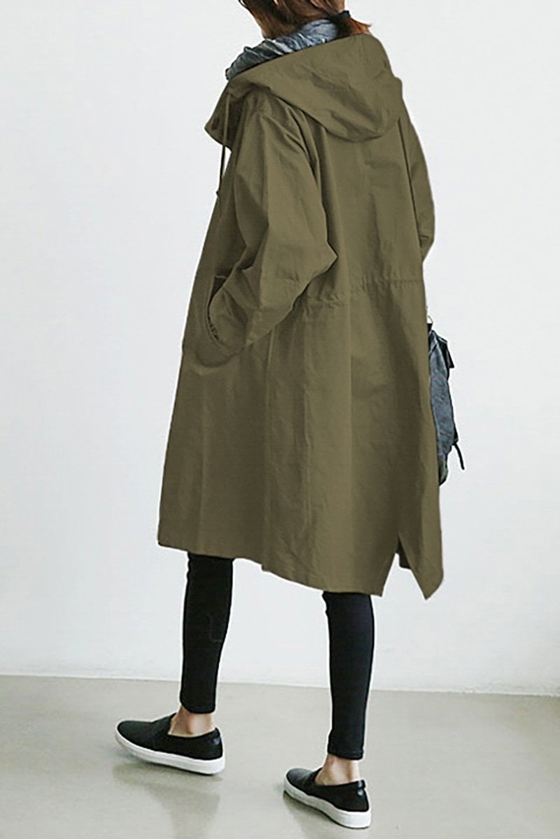 Wasserdichter Trenchcoat mit Kapuze für Damen