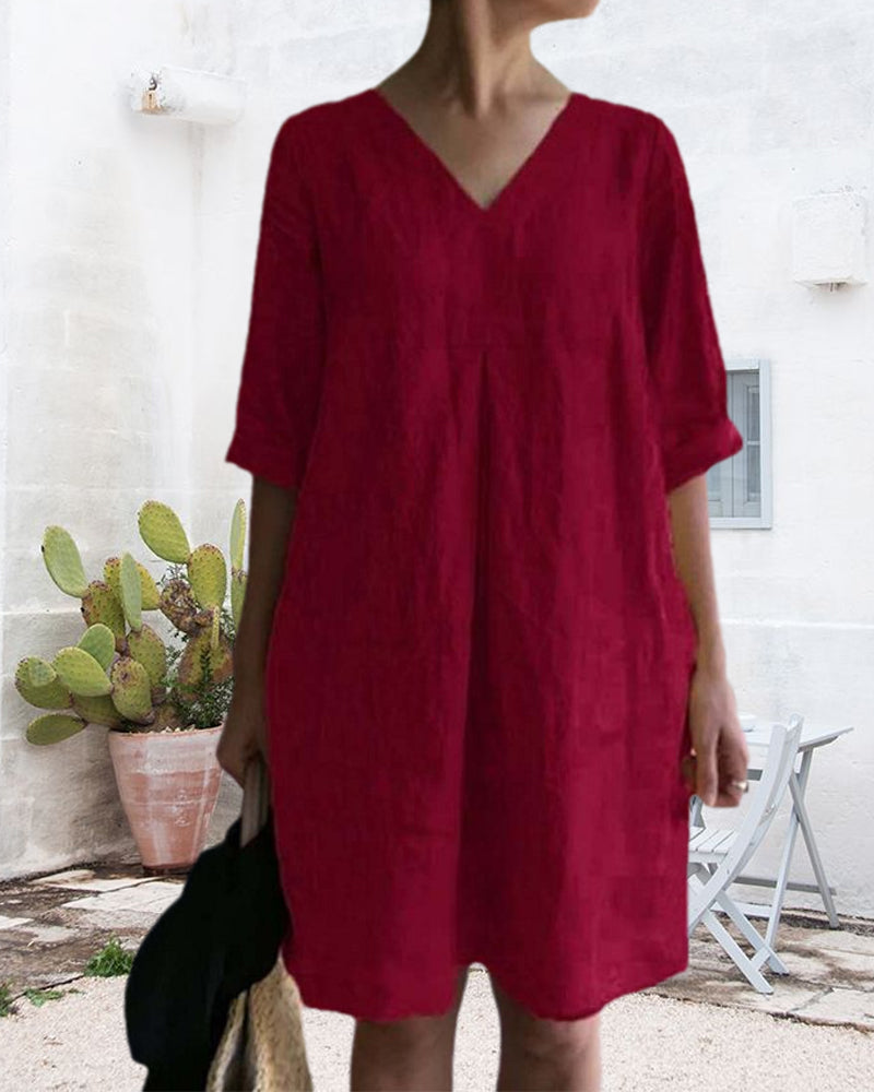 Heidi-Mode | Luftige Tunika Kleid mit V-Ausschnitt
