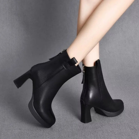 Heidi-Mode | Damen Stylische Spitzzehen High Heel Stiefel