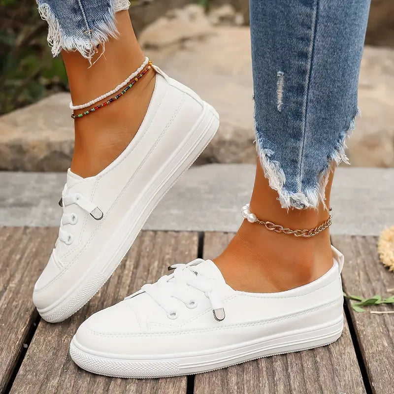 Heidi-Mode | Damen Klassische Freizeit Sneaker Weiß
