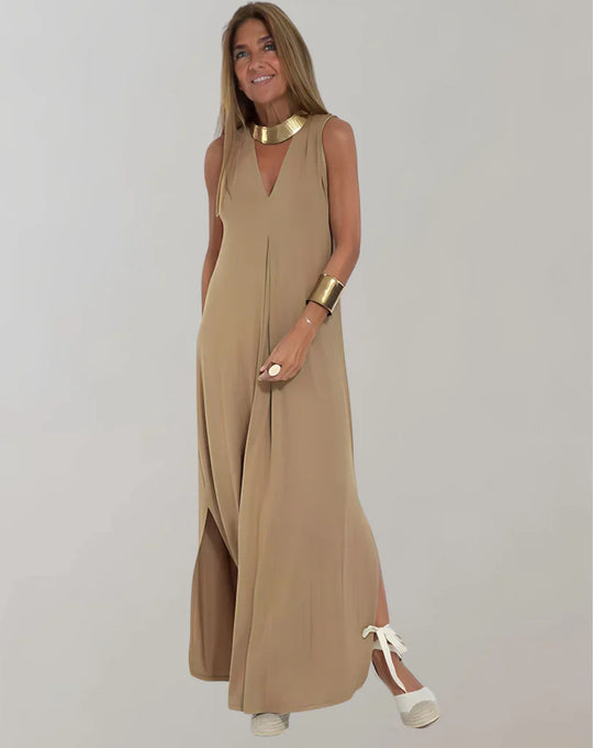 Schlankmachendes Kleid mit V-Ausschnitt