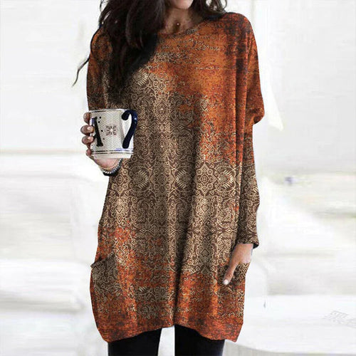 orangefarbener Pullover mit Mandala-Print - Isadora