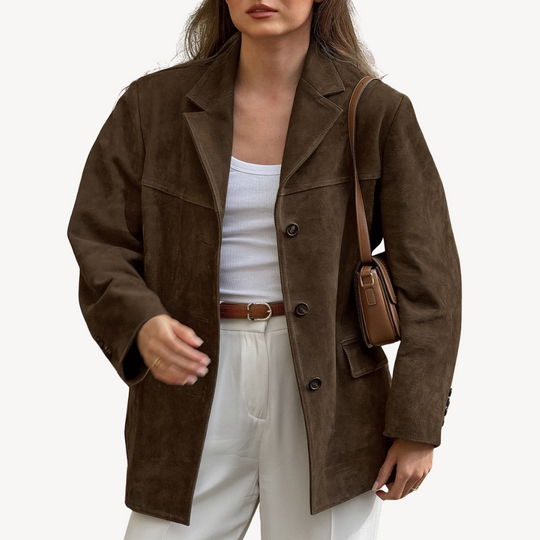 Heidi-Mode | Oversized Wildleder Blazerjacke Damen