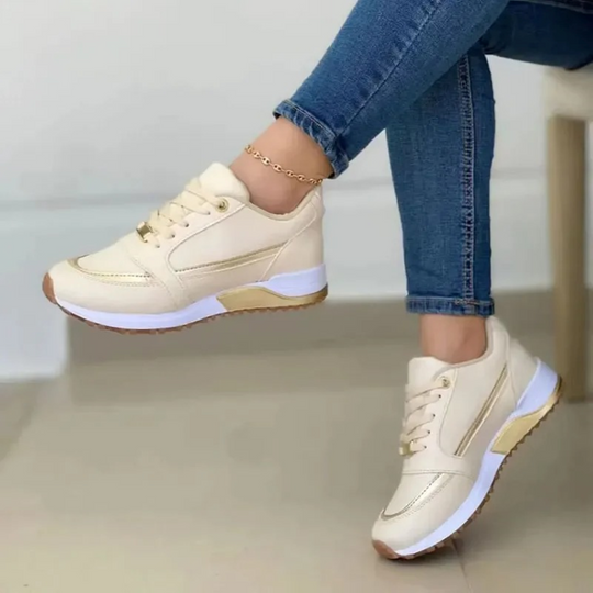 Heidi-Mode | Sport Stil Leder Weiß Weiche Sohle Damenschuhe