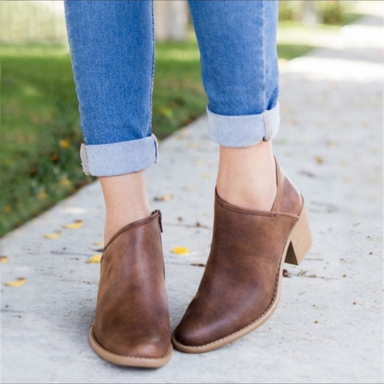 Heidi-Mode | Leder Elegante Stiefel mit Absatz für Frauen