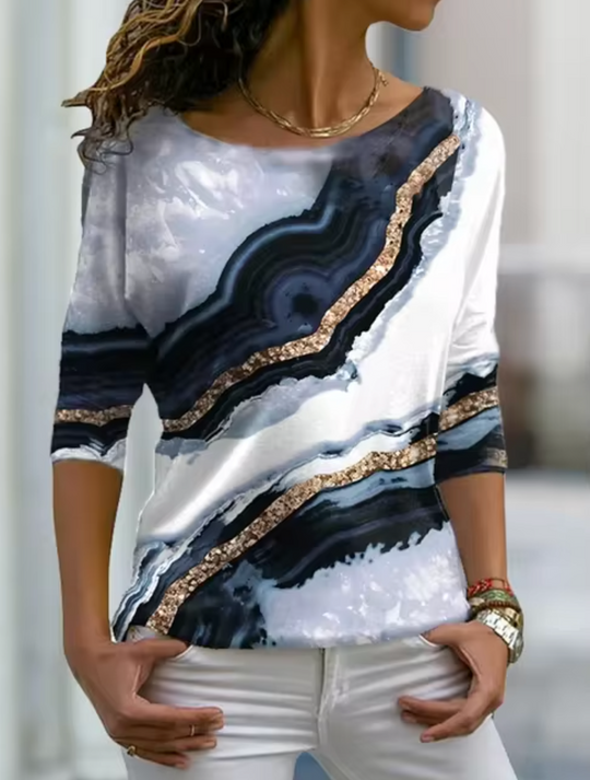 Heidi-Mode | Langarmshirt mit Marmor Drucken