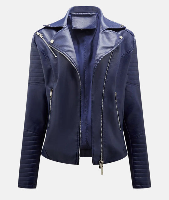 Heidi-Mode | Damen Lederjacke Ohne Kapuze Stilvolle Bikerjacke