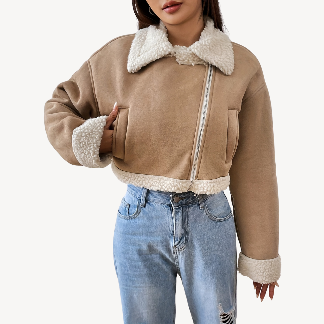 Heidi-Mode | Damen Kunstfell Wildlederjacke