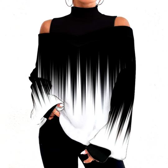 Heidi-Mode | Off-Shoulder-Bluse mit Rollkragen für Damen