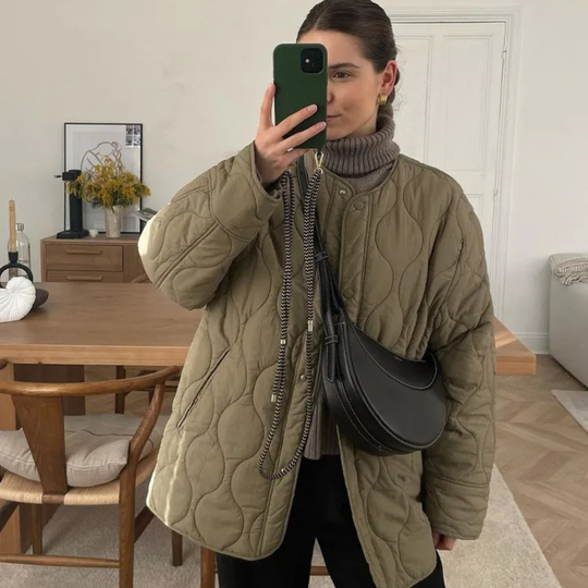 Heidi-Mode | Bequemes Rundhals gepolstertes Jacket mit Knöpfen Ideal für Herbst/Winter