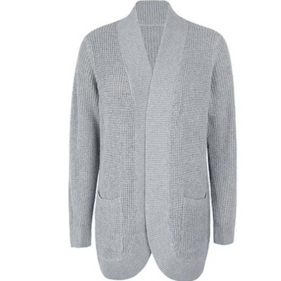 Heidi-Mode | Lange Westen Damen Offene Vorderseite Strickjacke mit Taschen