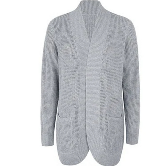 Heidi-Mode | Lange Westen Damen Offene Vorderseite Strickjacke mit Taschen