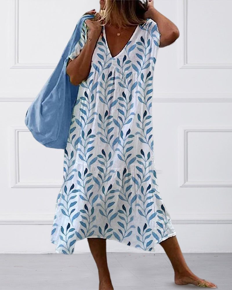 Heidi-Mode | Midikleid mit Blattdruck