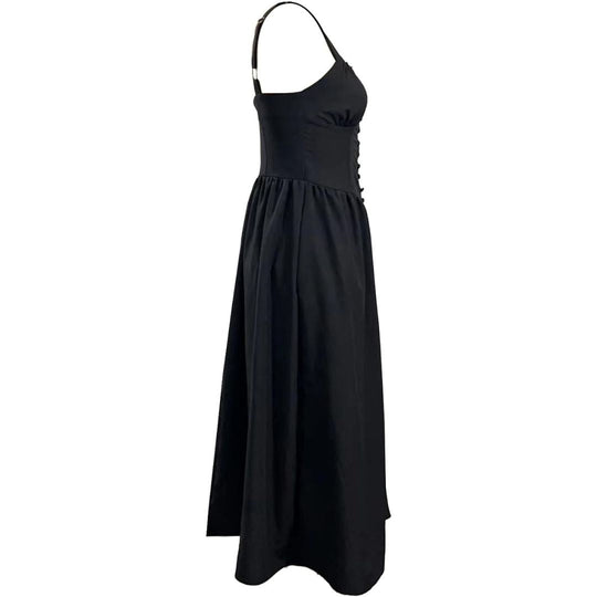 Schwarzes Midi-Sommerkleid