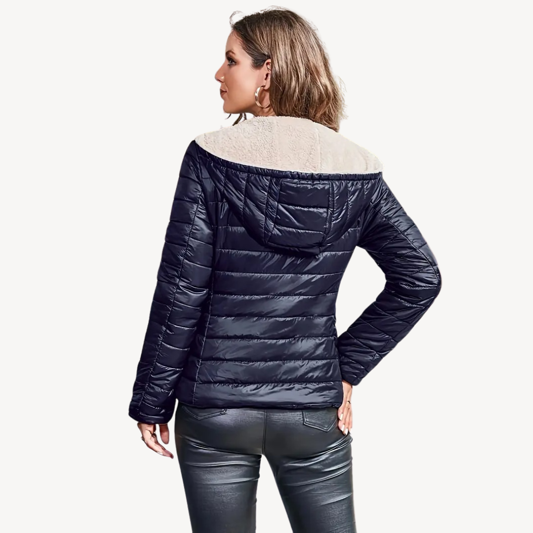 Heidi-Mode | Damen Pufferjacke mit Sherpa-Futter und Reißverschluss