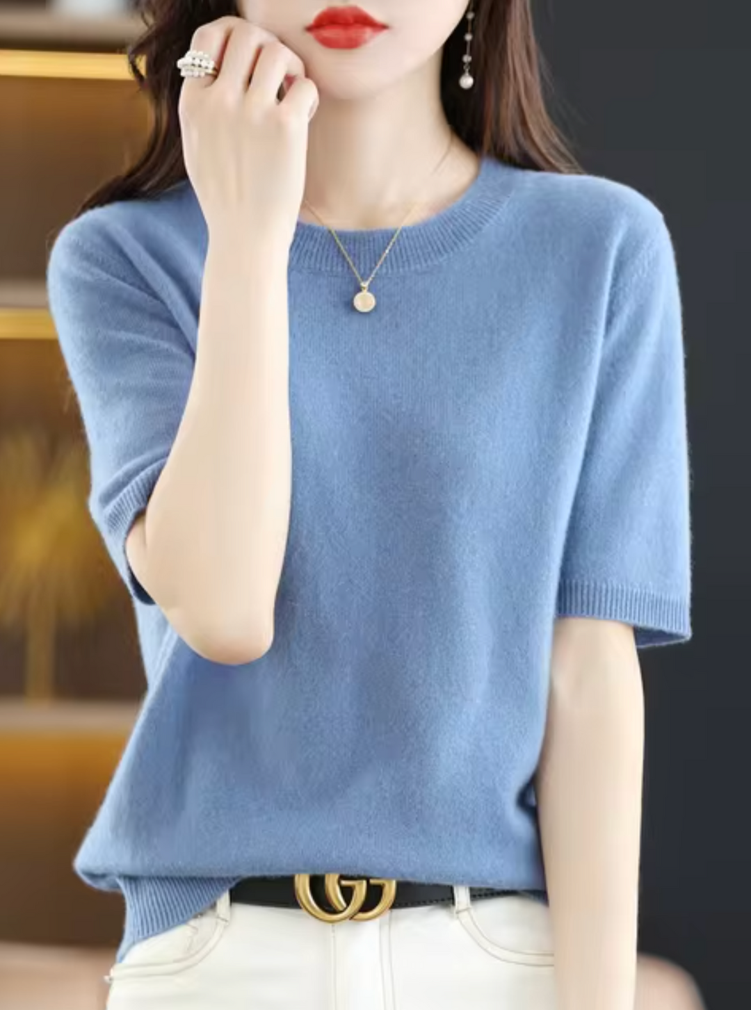 Heidi-Mode | Kurzarm-Pullover aus Wolle und Kaschmir