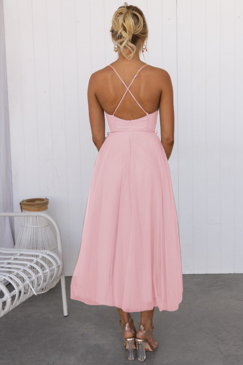 Heidi-Mode | Modernes Prinzessin Chiffon Trägerpartykleid Maxikleid
