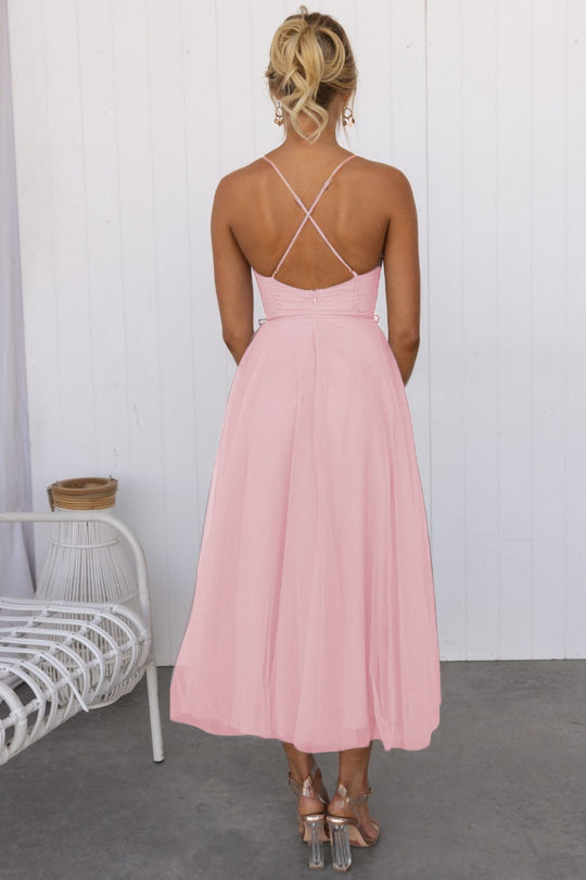 Heidi-Mode | Modernes Prinzessin Chiffon Trägerpartykleid Maxikleid