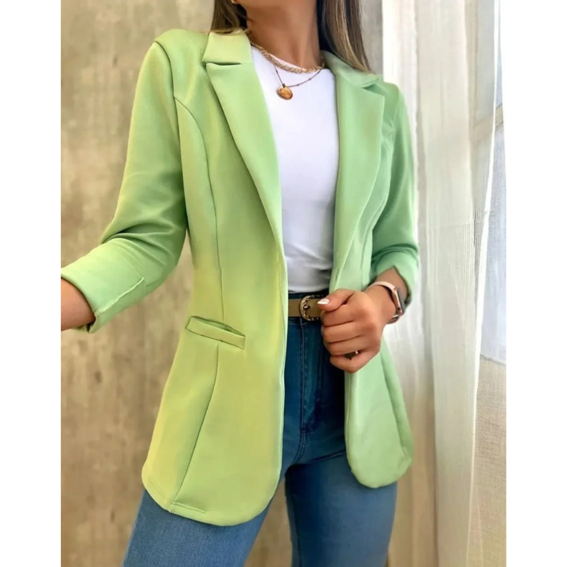 Heidi-Mode | Langer Damen Blazer mit Slim Fit und Aufgerollten Ärmeln