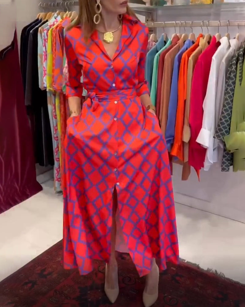Heidi-Mode | Hemdkleid mit V-Ausschnitt und 3/4 Ärmeln