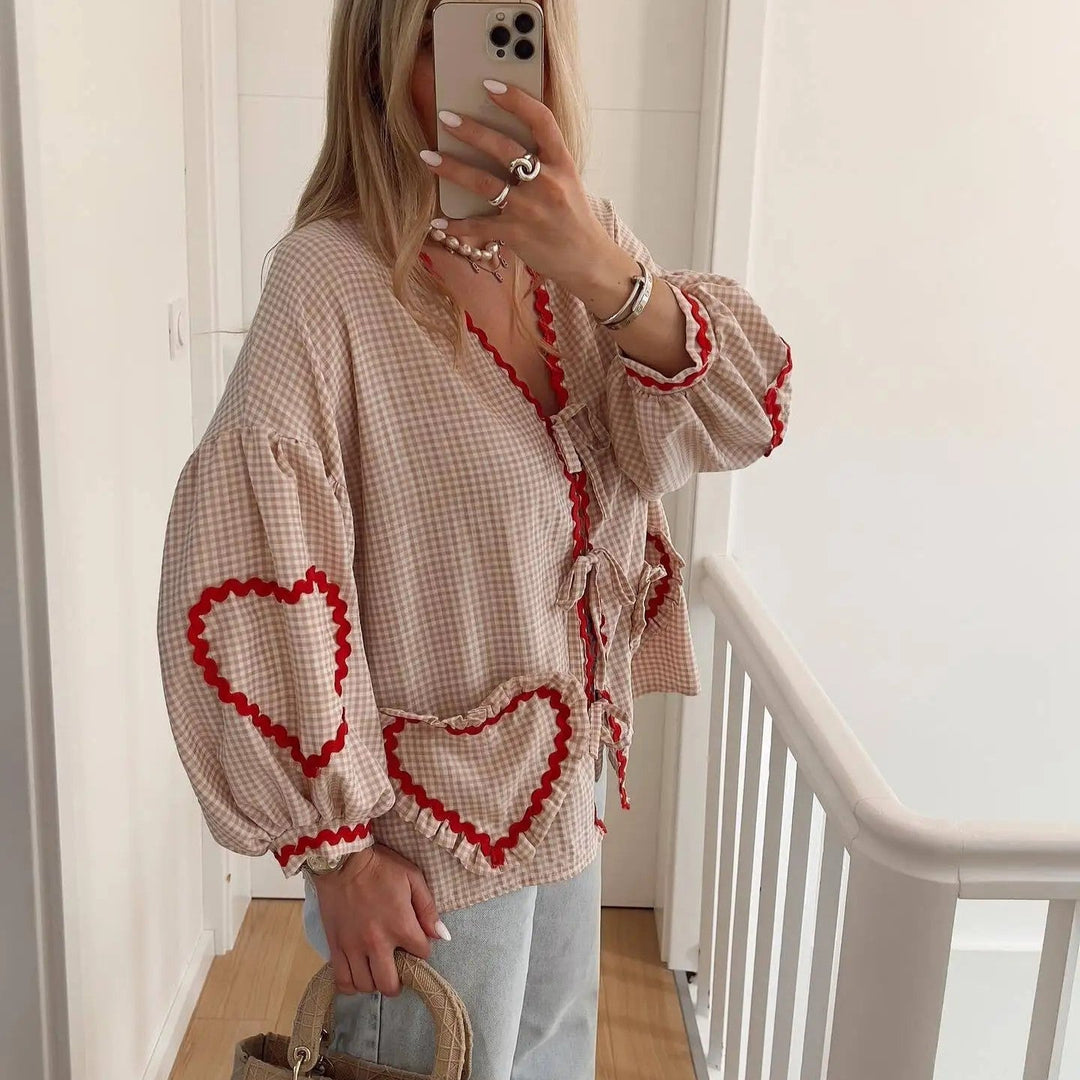 Heidi-Mode | Bluse mit Herz-Taschen