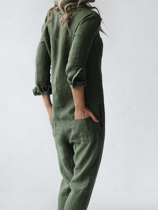 Bequemer Jumpsuit mit langen Ärmeln