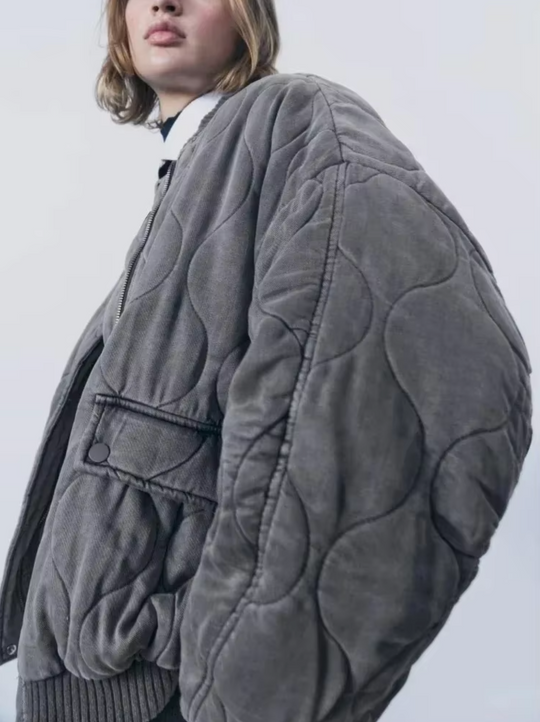 Baumwolljacke mit Rundhalsausschnitt