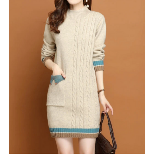 Sweater Midi-Kleid Gestrickt Damen