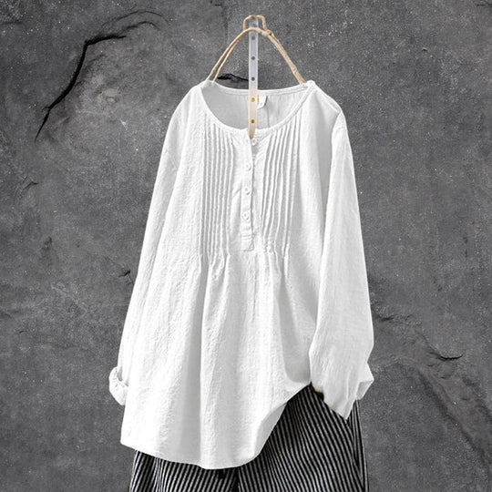 Heidi-Mode | Boho-Chic Bluse Shirt mit Knopfleiste und Rüschen