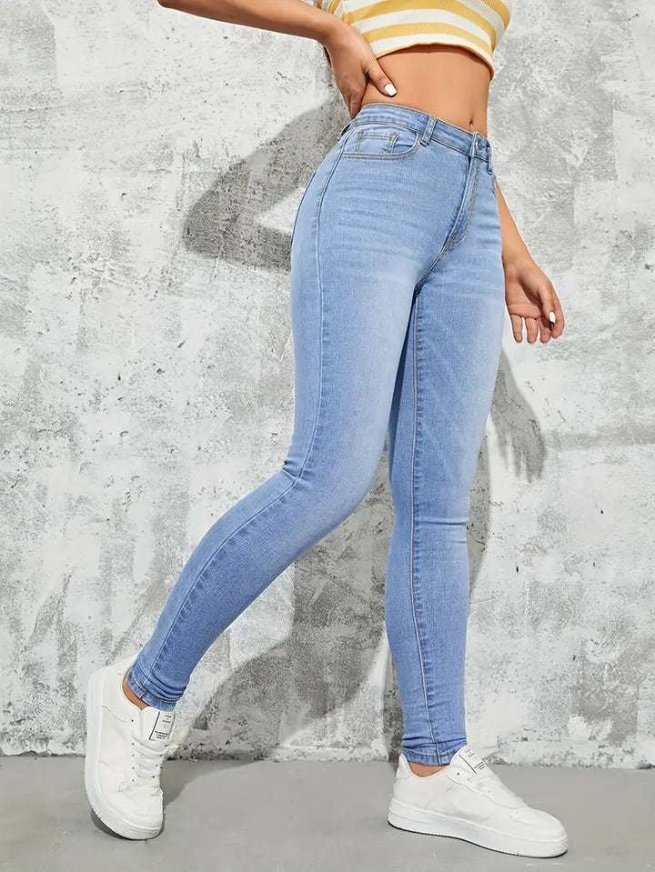 Hell gewaschene Skinny-Fit-Jeans mit hohem Bund für Damen