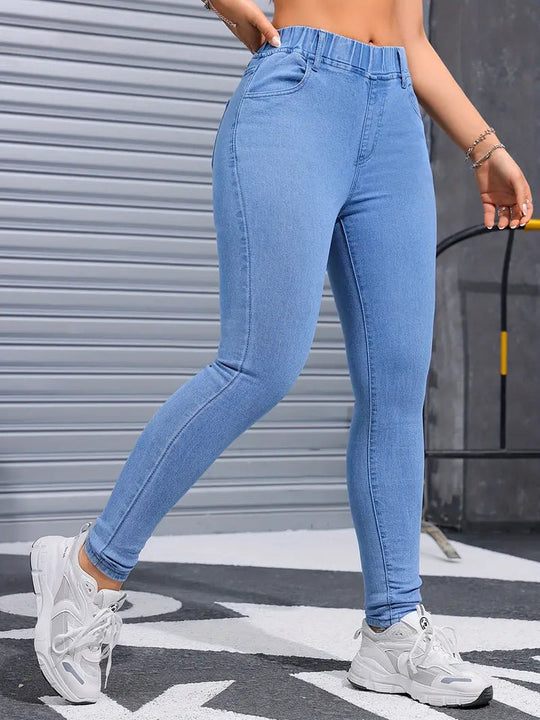 Schlichte Röhrenjeans mit hoher Taille für Damen