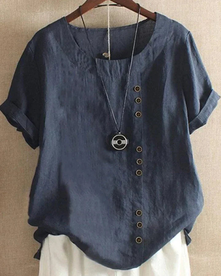 Heidi-Mode | Stilvolle Bluse mit Rundhalsausschnitt und Knöpfen