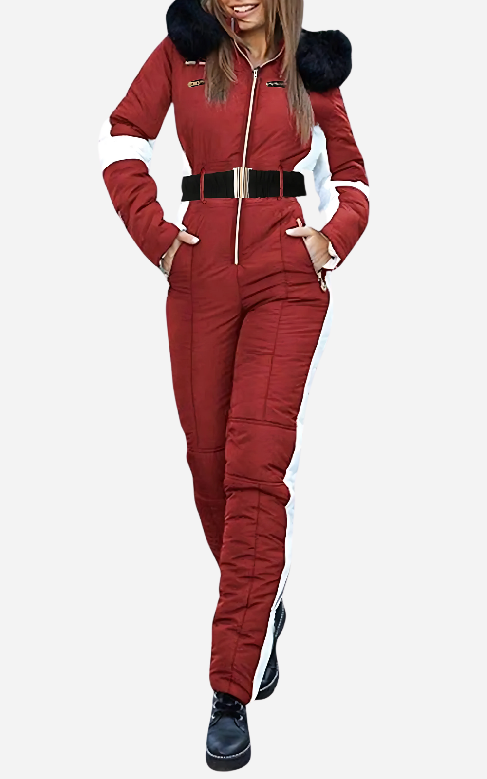 Heidi-Mode | Ski Overall 1 Stück mit Gürtel Damen Eleganz und Wärme