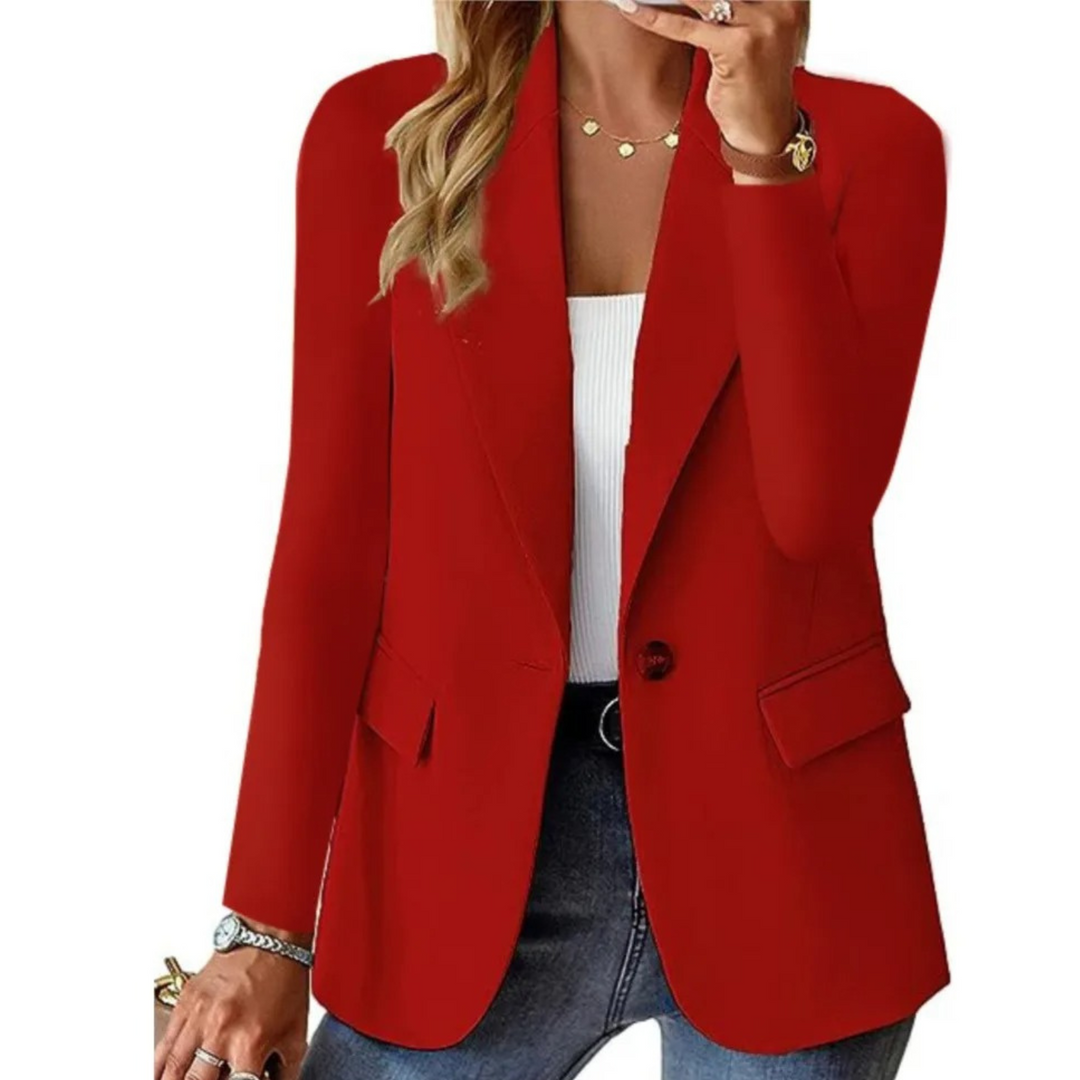 Heidi-Mode - Lässig Einfarbig Lange Ärmel Slim Tasche Schnalle Damen Blazer