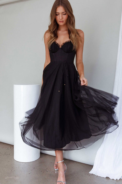Heidi-Mode | Rare Beauty Tüll Rückenfreies Midi Kleid