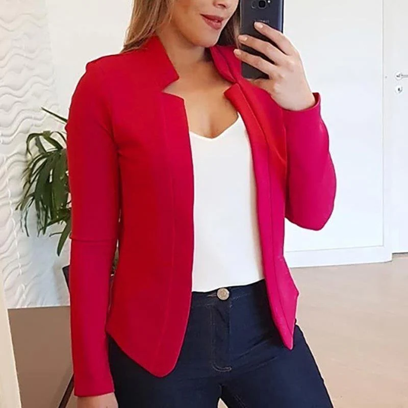 Heidi-Mode | Damen Offene Front Blazer, Slim Fit, Lange Ärmel, Bürokleidung