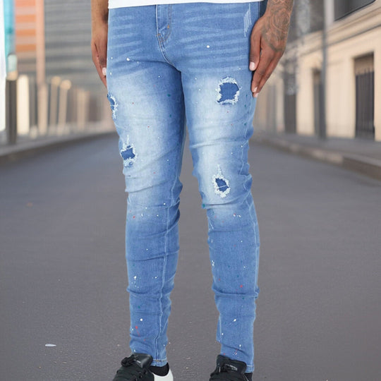 Premium Torn Splatter Ink Denim