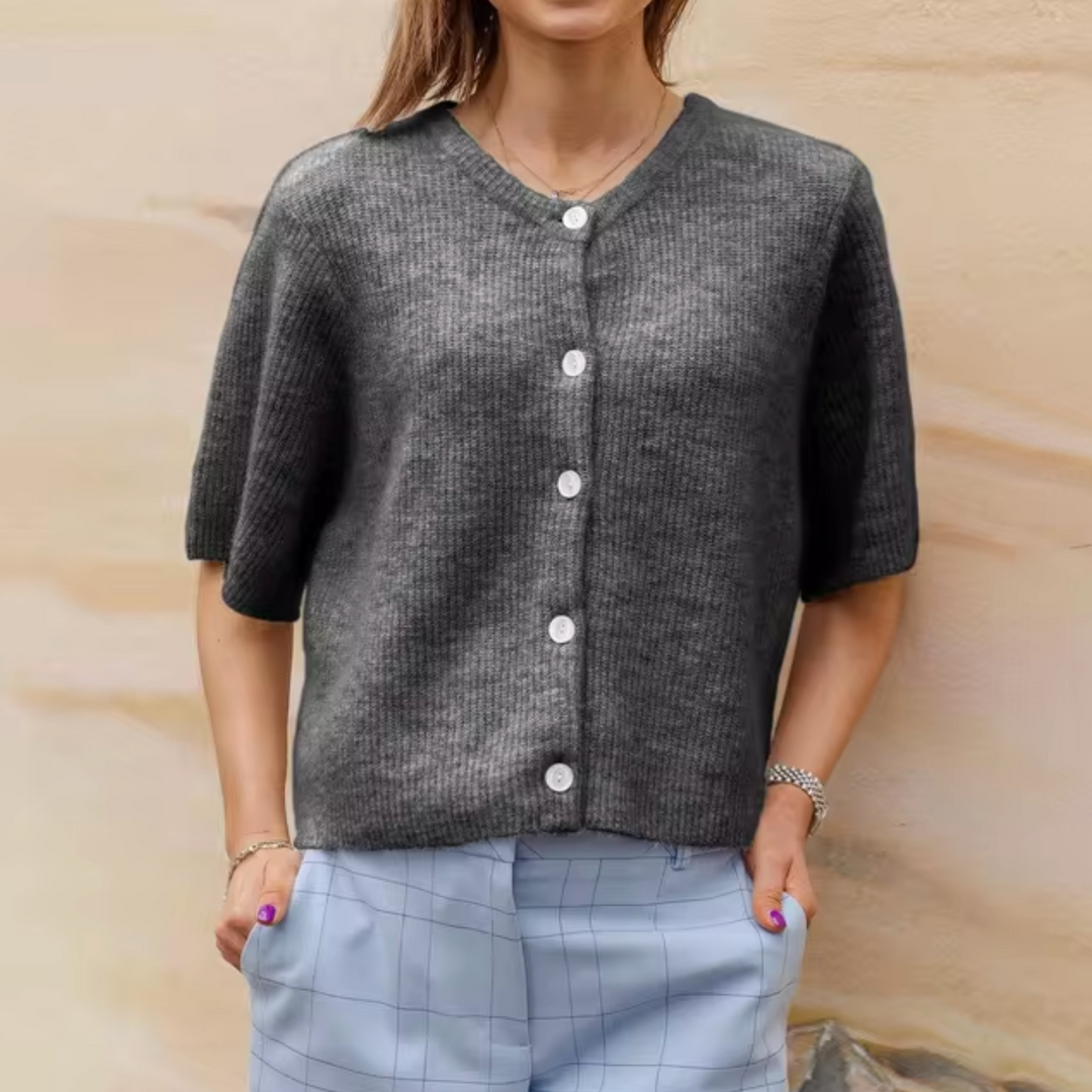 Heidi-Mode | Kurze Strick-Cardigan mit Knöpfen für Damen