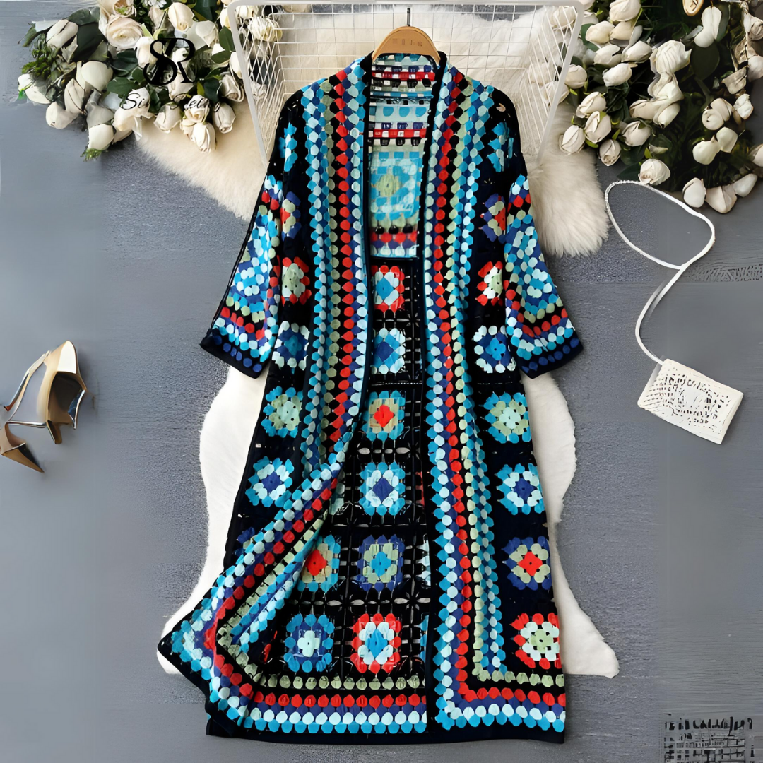 Heidi-Mode | Farbig Lang Strickjacke